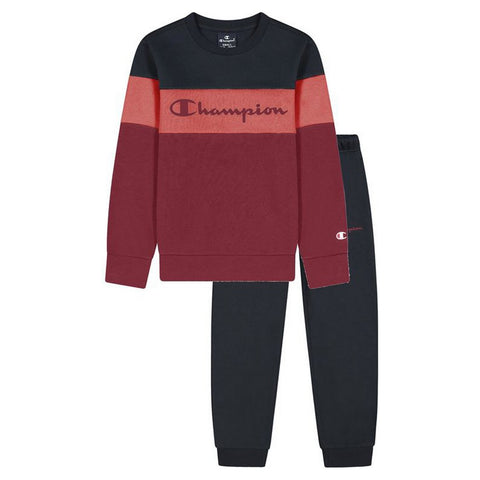 Lasten verkkapuku Champion Crewneck Colorblock Boy Tummanpunainen