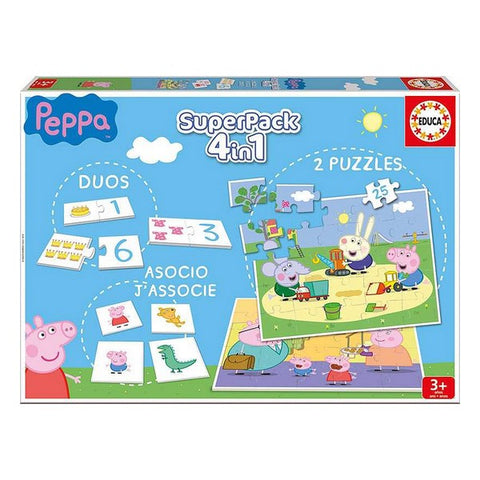 Opettavainen peli Peppa Pig SuperPack 4 in 1 Educa