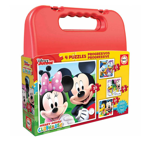 4 palapelin setti Disney Mickey Mouse Progressive Educa (12-16-20-25 pcs)