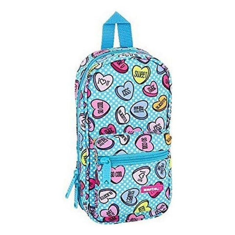 Pencil Case Backpack Safta Sweet Heart Sininen (33 Kappaletta)