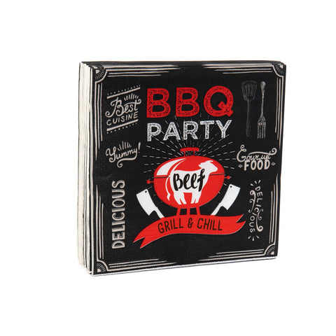 Paperiservietti DKD Home Decor BBQ Party Musta Punainen (20 pcs)