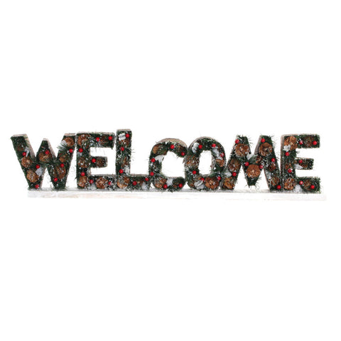 Koristehahmo DKD Home Decor Welcome Puu Kartonki (77 x 6 x 17 cm)