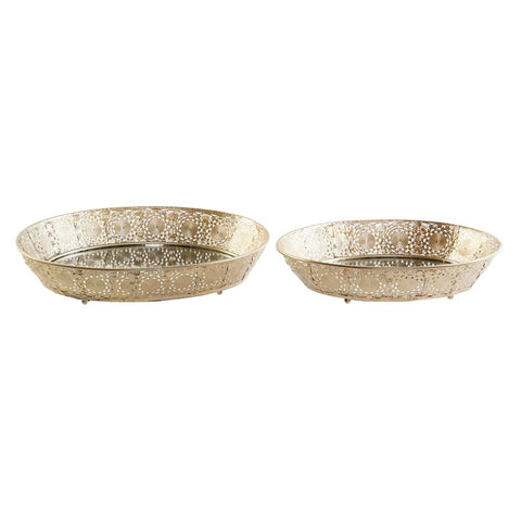 Tarjotin esineille DKD Home Decor Arabi Metalli Peili (2 pcs)