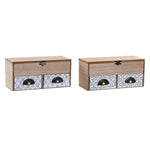 Koristerasia DKD Home Decor Metalli Mosaiikki Puu MDF (2 pcs) (24 x 10 x 11 cm)