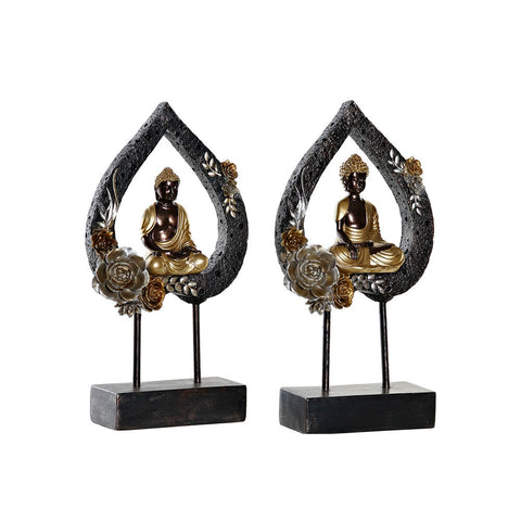 Koristehahmo DKD Home Decor Metalli Hartsi Buddha (2 pcs) (19 x 7.7 x 35 cm)