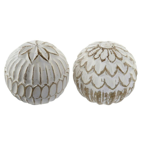 Koristepallo DKD Home Decor Mangopuu (13 x 13 x 13 cm) (2 pcs)