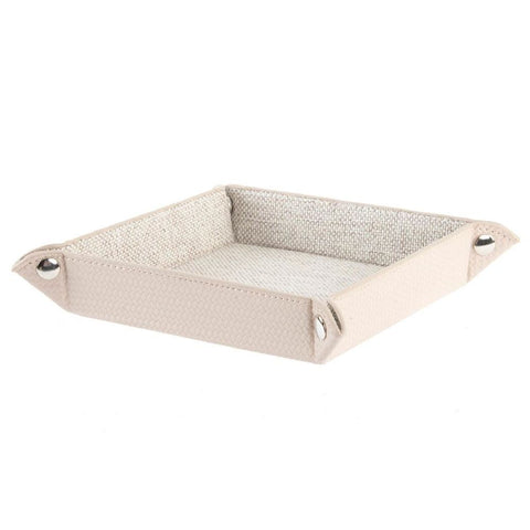 Tarjotin esineille DKD Home Decor Beige Pellava (20 x 20 x 4 cm)