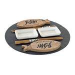 Sushisetti DKD Home Decor Keraminen Taulu Bambu (9 pcs)