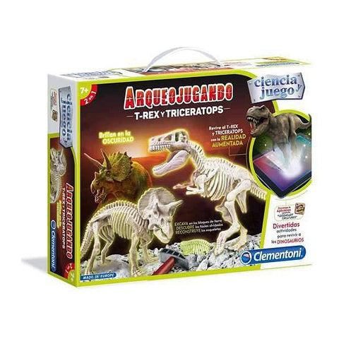 Tiedepeli T-Rex y Triceratops Clementoni (35 x 26 x 7 cm)